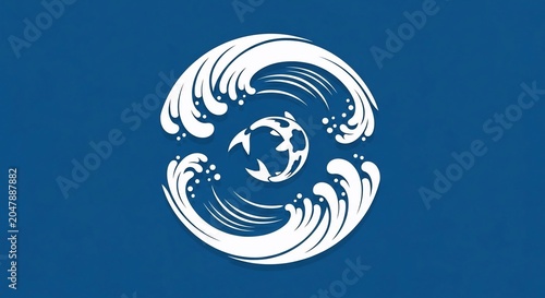 Earth swirling waves blue white globe.