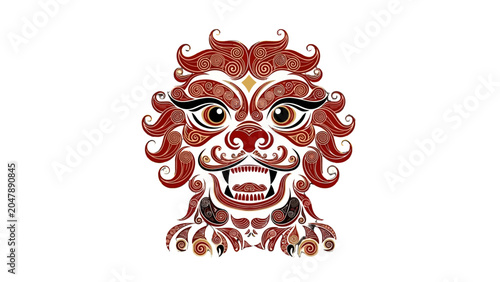 Fotografie Buddhist protector deity head illustration.