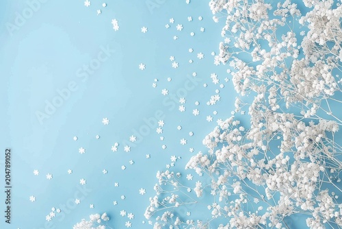 stylist and royal Image of snowflakes falling on blue background, space for text, photographic
