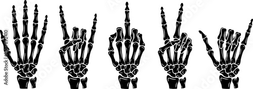 Photos Set of skeleton hands making different gestures