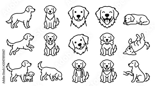 Golden Retriever dog icon set