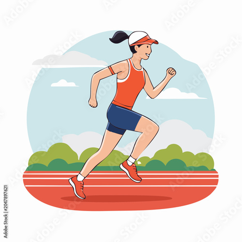 Woman Running on Track