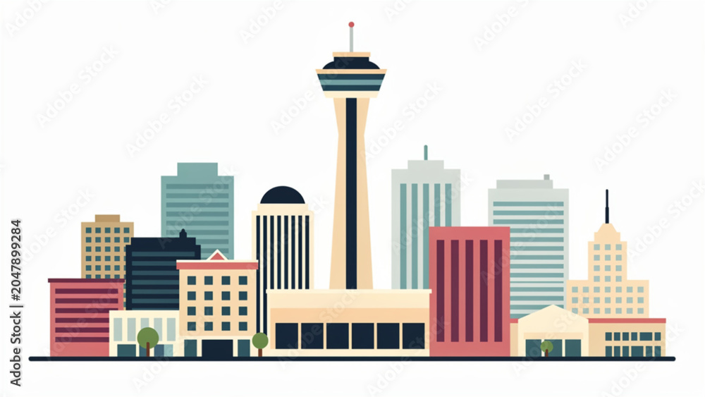Fototapeta premium Aerial view of urban skyline with modern buildings and city infrastructure for urban planning