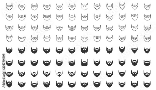 Cuadro en lienzo set of beard and mustache icon vectors for male facial hair styles and grooming