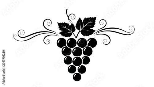 Foto Black silhouette of a bunch of grapes.