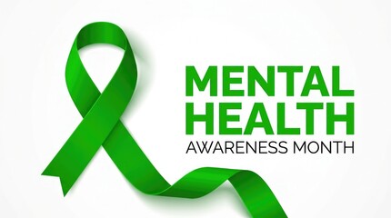 Mental health awareness month green ribbon graphic design