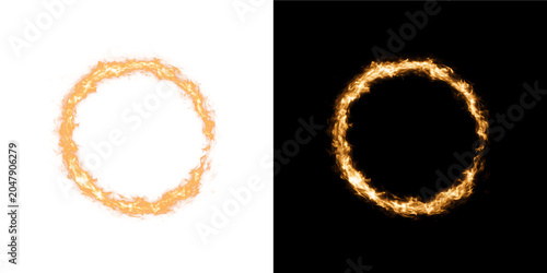 Canvas Print Glowing inferno circle featuring blazing flames, fiery particles and radiant energy