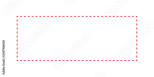 Red dashed rectangular frame isolated on transparent background