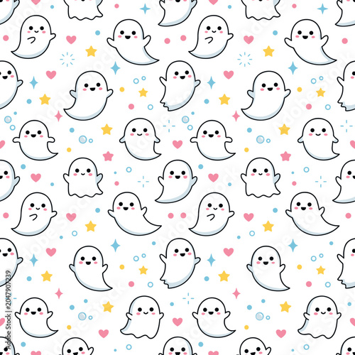 Cute Cartoon Bird Pattern Repeating on White Background Minimalist Design