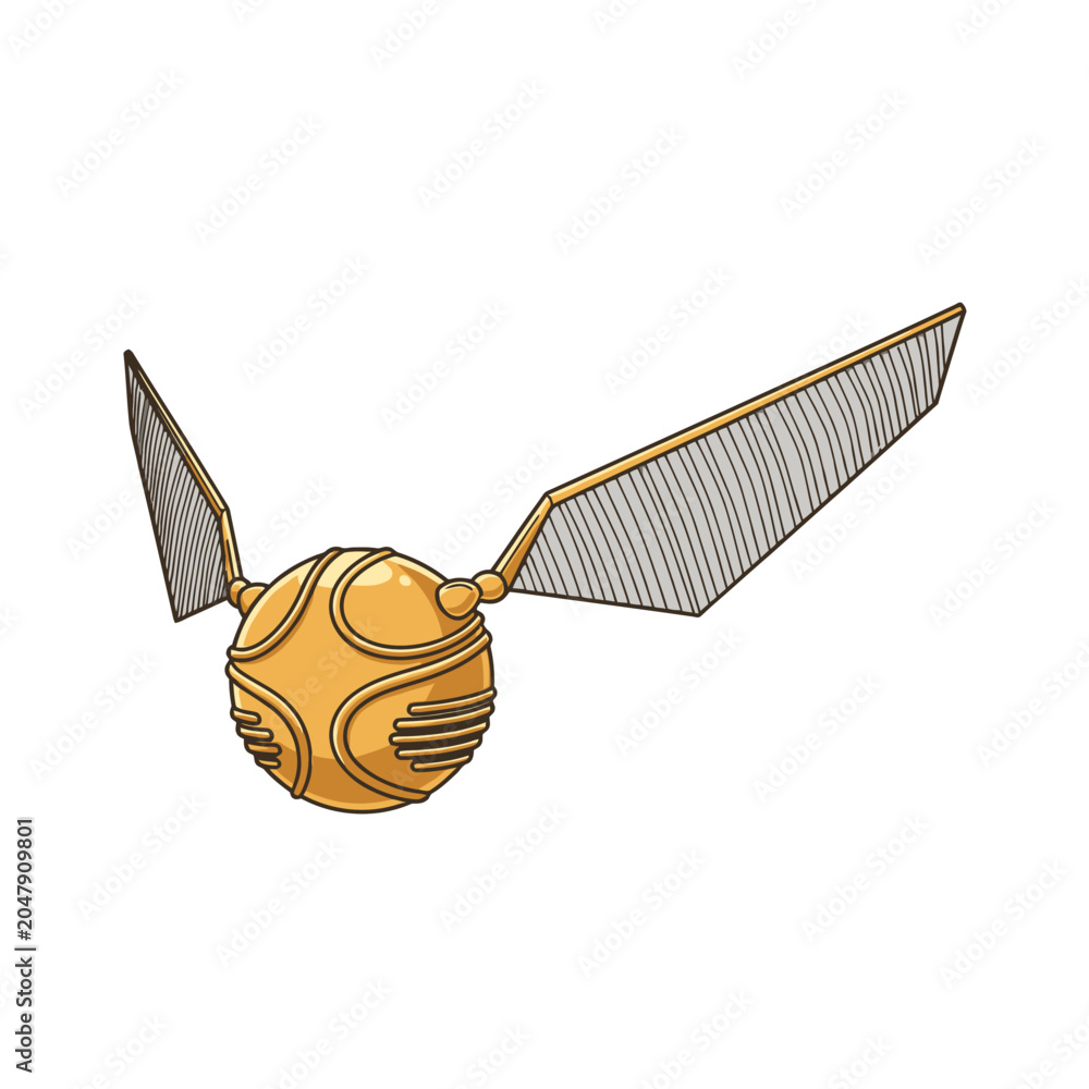 Naklejka premium Illustrated Golden Snitch from the Magical Quidditch Sport.