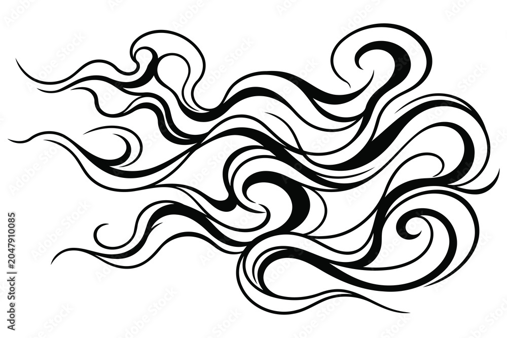 Fototapeta premium Black and white abstract wind flow lines design Vector