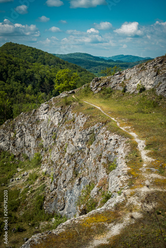 View of historic Štramberk and surrounding hills in the Czech Republic.