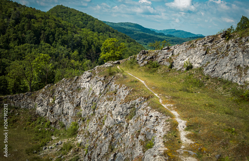 View of historic Štramberk and surrounding hills in the Czech Republic.