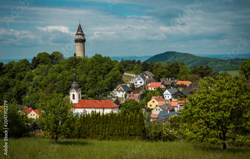 View of historic Štramberk and surrounding hills in the Czech Republic.