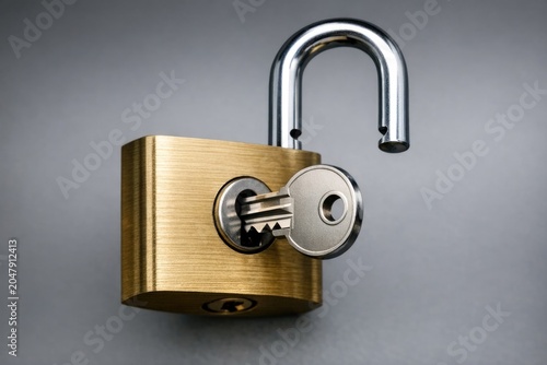 A golden padlock with two keys attached