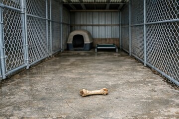 A dog kennel with a bone in the center, great for pet photos or outdoor scenes