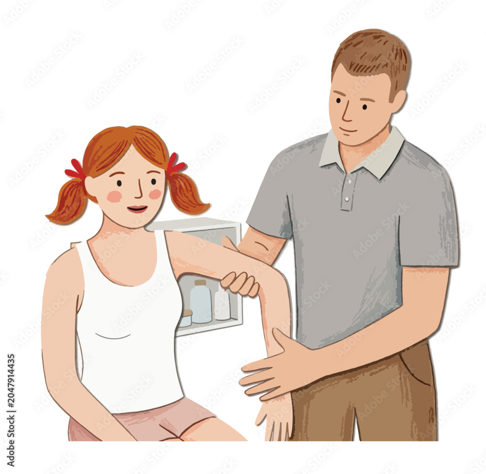 Fototapeta premium Professional physiotherapist performing rehabilitation treatment on female patient.