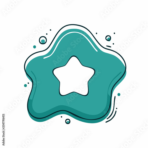 Teal Blob with Star Outline