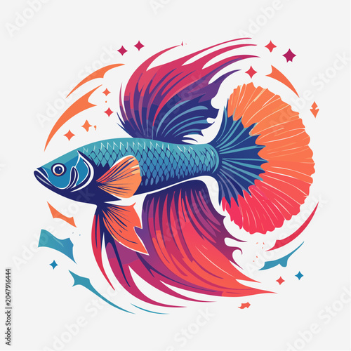 Vibrant Betta Fish Illustration
