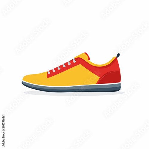 Yellow and Red Athletic Shoe Illustration