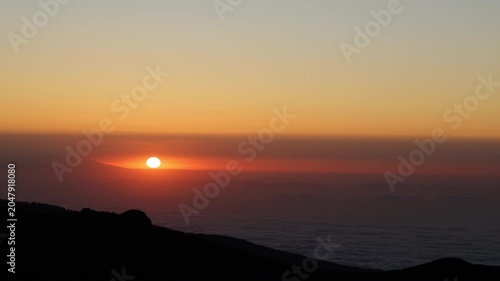 Sunset above the cloud sea in Teide National Park Tenerife