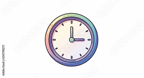 A Colorful Clock Face with Rainbow Hues.