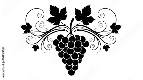 фотографія Black silhouette of grapevine with leaves.