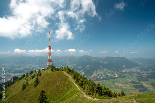 Cuadro en lienzo Telecommunication tower Sender Grünten on the Grünten mountain ridge near Übel