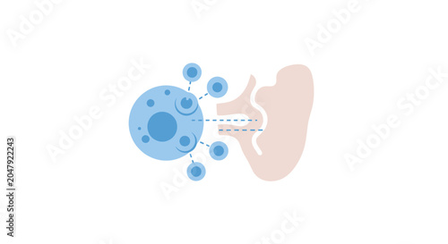 Tableau sur toile Abstract medical illustration of cell interaction and immune response