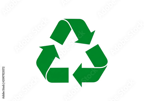 Universal Recycling Symbol Featuring Three Green Arrows in Loop, isolated on transparent background
