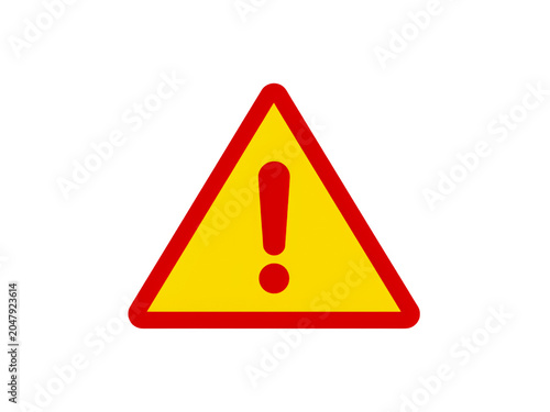 Warning triangle exclamation mark symbol alert icon isolated on transparent background