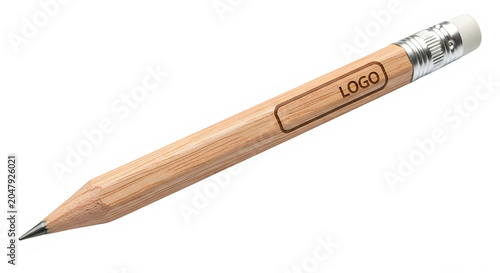 Slika na platnu Wooden pencil with silver metal ferrule and eraser on top transparent background