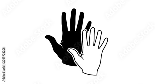 Black hand gesture with raised index finger against white background