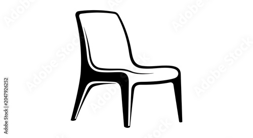Black line of a simple wooden chair with four legs furniture