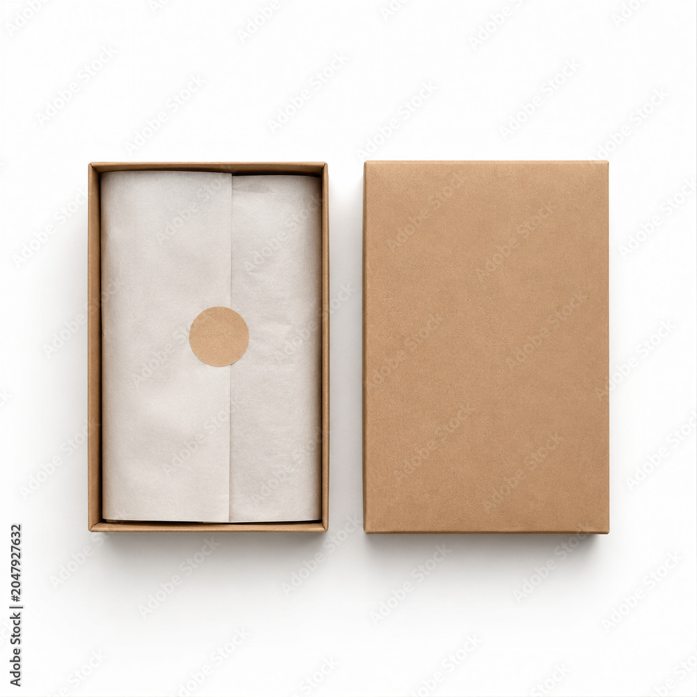 Fototapeta premium Premium Gift Box Mockup with Tissue Paper and Lid