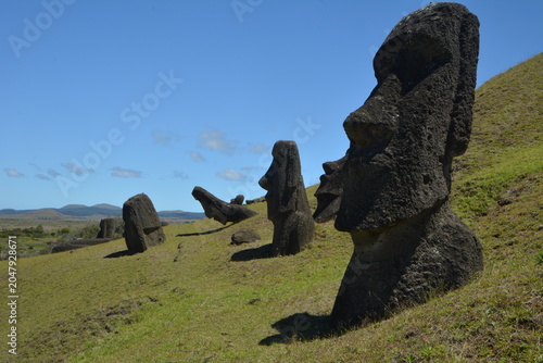 Moai Statues and Volcanic Landscapes of Rapa Nui, Chile
