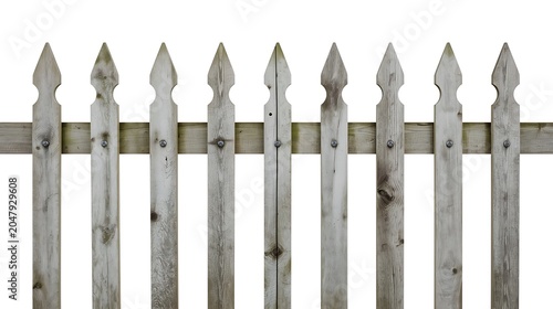 Classic Wooden Garden Fence Isolated on White background