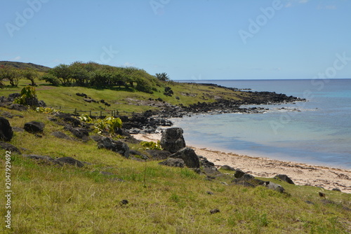 Moai Statues and Volcanic Landscapes of Rapa Nui, Chile