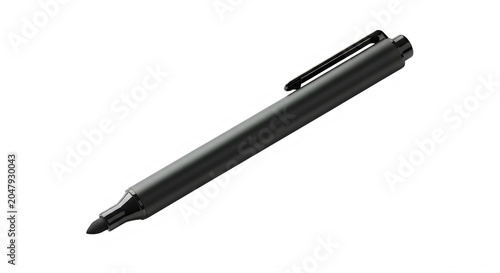 Quadro su tela Black pen with clip isolated on white background for writing and drawing purpose