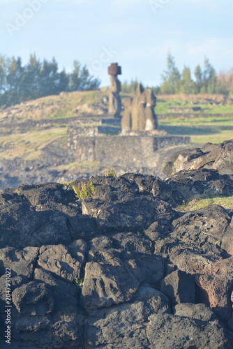Moai Statues and Volcanic Landscapes of Rapa Nui, Chile