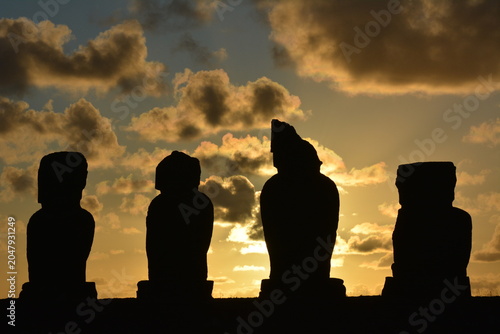 Moai Statues and Volcanic Landscapes of Rapa Nui, Chile