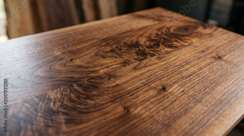 Close-Up Rustic Wooden Table With Rich Wood Grain Texture for Backgrounds and Interior Decor