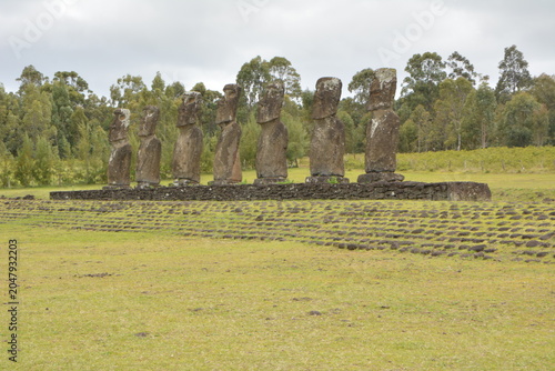 Moai Statues and Volcanic Landscapes of Rapa Nui, Chile