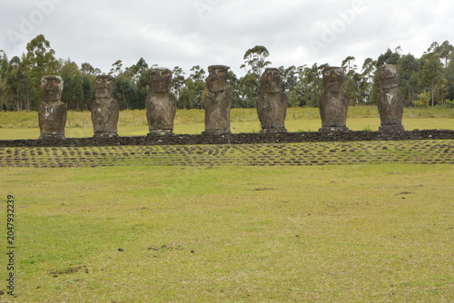 Moai Statues and Volcanic Landscapes of Rapa Nui, Chile