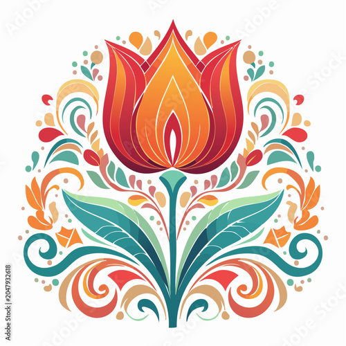 Stylized Tulip Floral Ornament