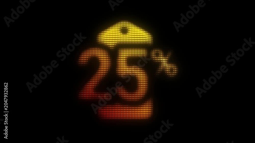Orange 25% Off Particle Animation on Dark Background, Glowing Dot Grid Vertical Scanning Animation Motion Graphics Seamless Loop, 4K