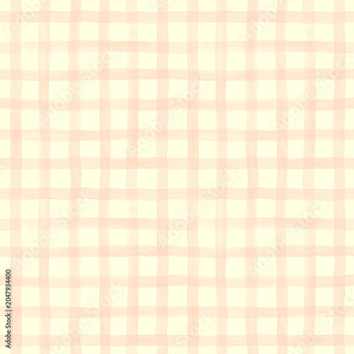 Peach Watercolor Gingham Seamless Pattern