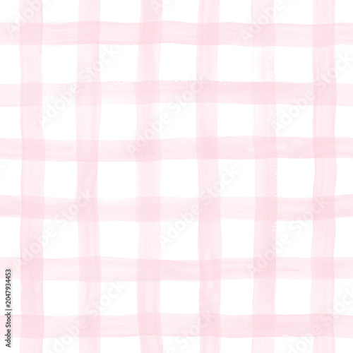 Soft Pink Watercolor Plaid Seamless Pattern
