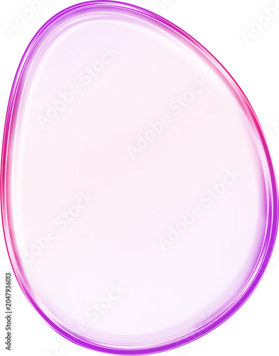 Glossy iridescent abstract liquid blob with pink and purple gradient, isolated on transparent background.