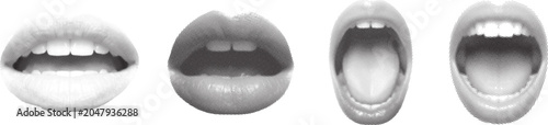 Photos Open Mouth in halftone texture, dotted pop art style